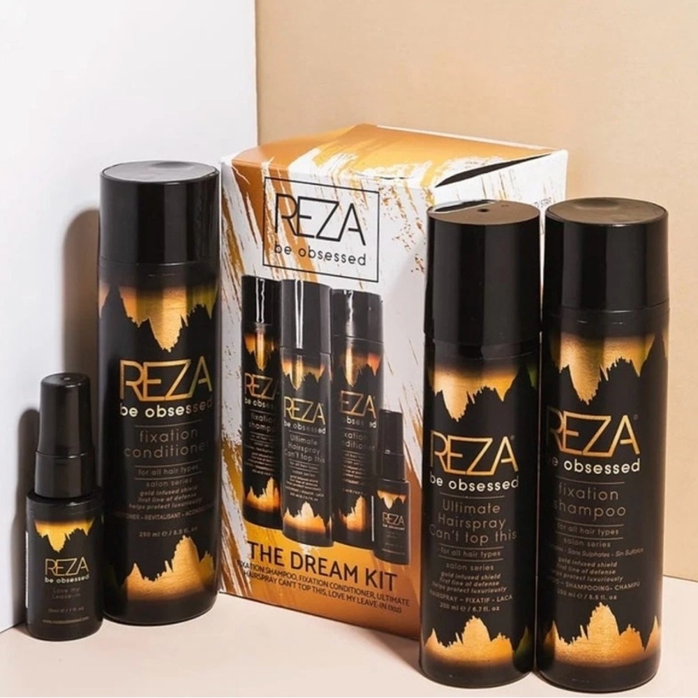 NEW REZA Be Obsessed Haircare Kit Shampoo, Conditioner, Hair Spray, Leave in